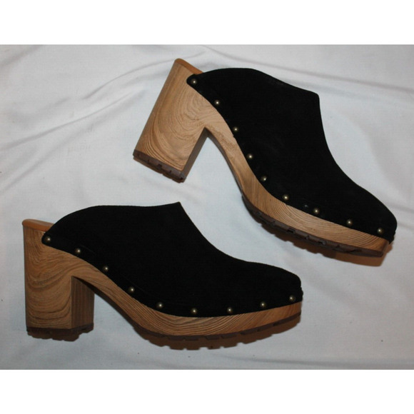 Kork- Ease Women's Sudbury Black Leather‎ Wood Heel Clogs Size 11 NEW $165 - Picture 2 of 7